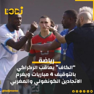 توقيف وليد الركراكي 4 مباريات بقرار من لجنة التأديب بالاتحاد الإفريقي لكرة القدم توقيف وليد الركراكي 4 مباريات بقرار من لجنة التأديب بالاتحاد الإفريقي لكرة القدم