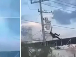 صعقة كهربائية خطيرة خلال مطاردة أمنية في شمال المكسيك صعقة كهربائية خطيرة خلال مطاردة أمنية في شمال المكسيك