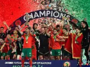 المغرب يتوج بطلاً لإفريقيا في الفوتسال للمرة الرابعة توالياً المغرب يتوج بطلاً لإفريقيا في الفوتسال للمرة الرابعة توالياً