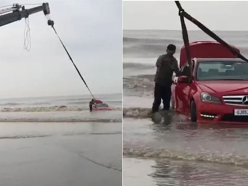 حين يتحوّل “الترند” إلى ورطة… شاب هندي يُغرق سيارته الفارهة في البحر بحثًا عن الشهرة