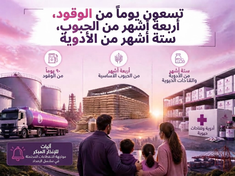 90 يومًا من الوقود، أربعة أشهر من الحبوب، وستة أشهر من الأدوية