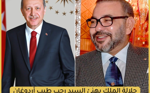 جلالة الملك يهنئ السيد رجب طيب أردوغان بمناسبة إعادة انتخابه رئيسا لجمهورية تركيا