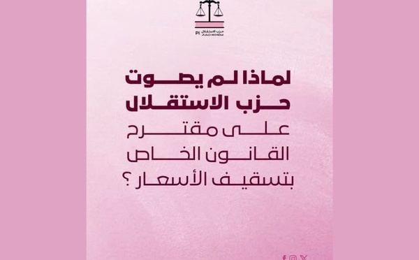 لماذا لم يصوت حزب  الاستقلال على مقترح القانون الخاص بتسقيف الأسعار ؟