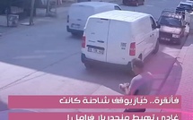 فمدينة أنقرة بتركيا، سائق ديال شاحنة صغيرة نسا الفرامل اليدوية محلولة، وبدات الطوموبيل كتزلق وتهبط منحدر خطير.